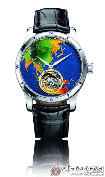 该款积家腕表采用透底法（basse taille）的珐琅技法